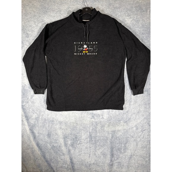disneyland Other - Vintage Disneyland Mickey Mouse Fleece Pullover Black 1955 Classic Large USA